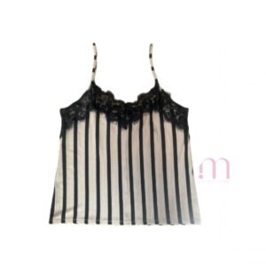 Blouse ZARA fine à bretelles - Rayée Gris & Noir -Taille 36/S