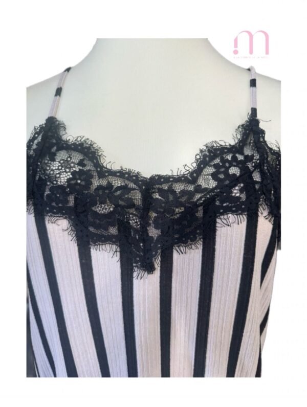 Blouse ZARA fine à bretelles - Rayée Gris & Noir -Taille 36/S - Image 2