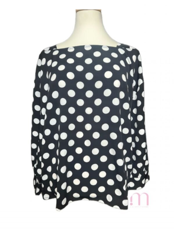 BLOUSE noire à pois blancs - Taille L/XL - Image 2