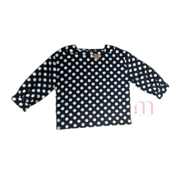 BLOUSE noire à pois blancs - Taille L/XL