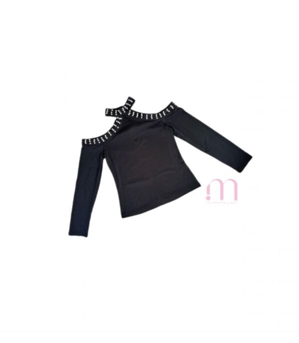 BLOUSE noire perlée - Taille L - Image 4