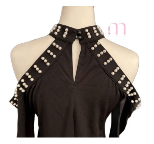 BLOUSE noire perlée - Taille L - Image 2