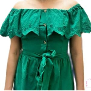 Alternative view of Robe verte épaules dénudées – ZARA - Taille XS