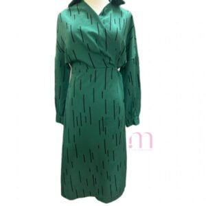 Robe cache-coeur Verte à motifs – Taille 34/XS