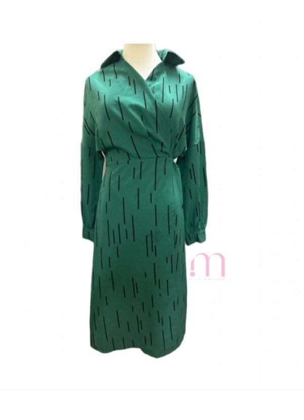Robe cache-coeur Verte à motifs – Taille 34/XS