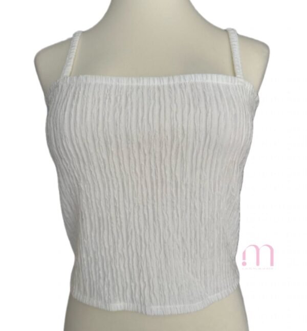 Top blanc à fines bretelles – Taille M - Image 2