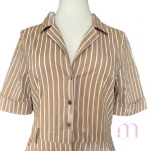 Alternative view of Robe chemisier MANGO camel rayée – Taille EUR38/M