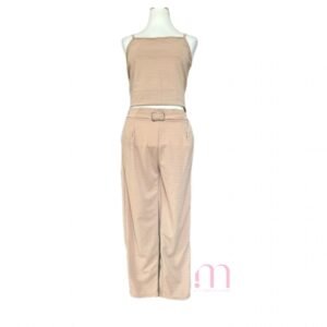 Alternative view of Ensemble Nude pantalon + top à fines bretelles – Taille M