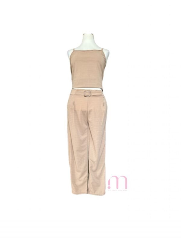 Ensemble Nude pantalon + top à fines bretelles – Taille M - Image 2