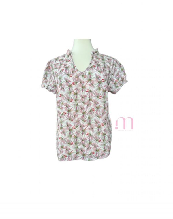 Blouse fleurie col plissé – de chez Kenza - Taille 40/M - Image 2
