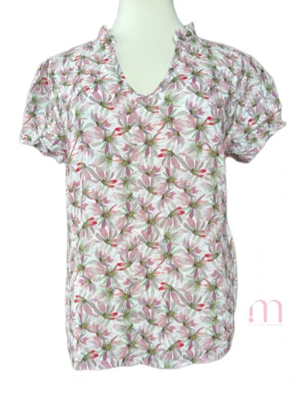 Blouse fleurie col plissé – de chez Kenza - Taille 40/M - Image 3