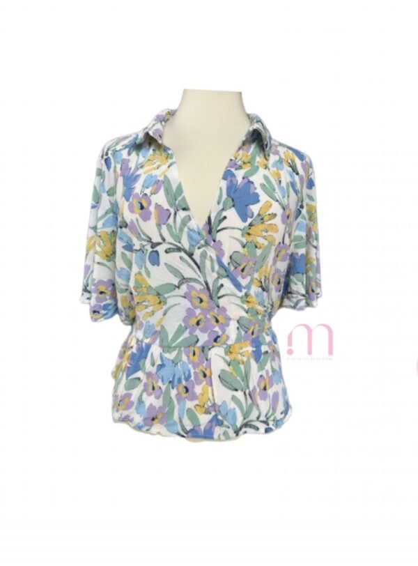 Blouse cache-coeur fleurie - Taille L - Image 5