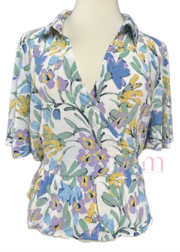 Blouse cache-coeur fleurie - Taille L - Image 6