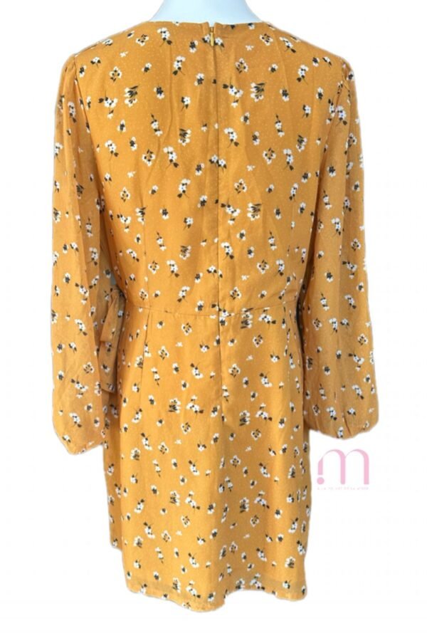Robe courte à imprimé fleuri – Jaune moutarde - Taille XL - Image 5