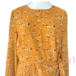 Alternative view of Robe courte à imprimé fleuri – Jaune moutarde - Taille XL