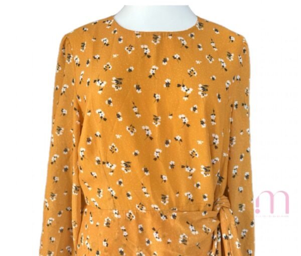 Robe courte à imprimé fleuri – Jaune moutarde - Taille XL - Image 2