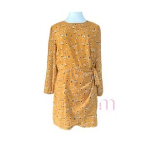 Robe courte à imprimé fleuri – Jaune moutarde - Taille XL