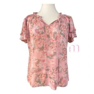 Blouse légère à Fleurs – Rose poudré - Taille S