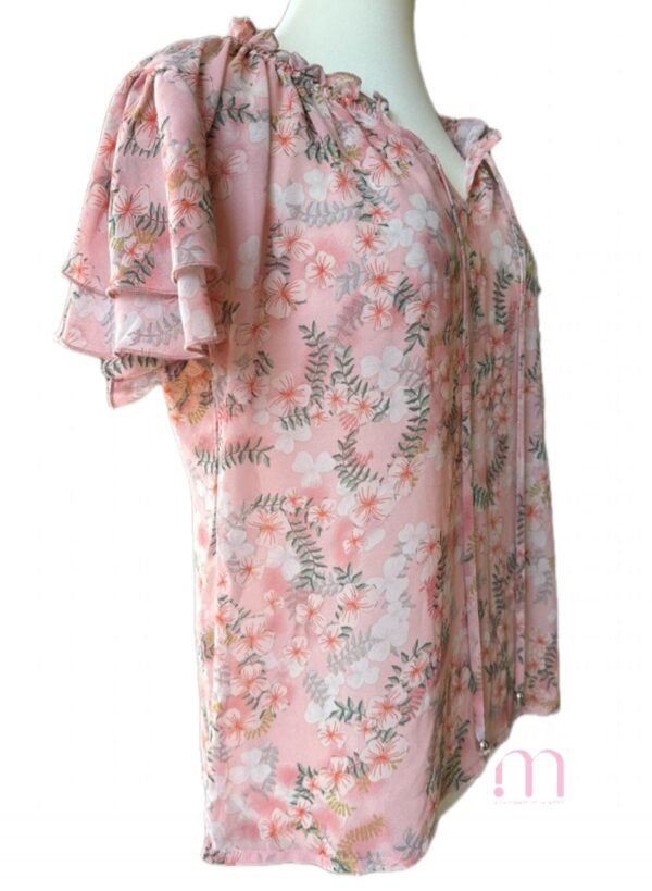 Blouse légère à Fleurs – Rose poudré - Taille S - Image 3
