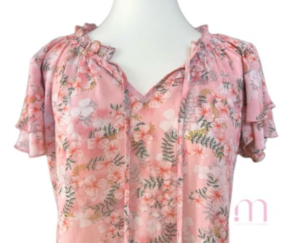 Blouse légère à Fleurs – Rose poudré - Taille S - Image 2
