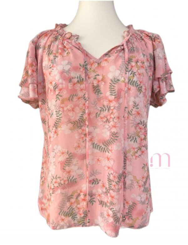 Blouse légère à Fleurs – Rose poudré - Taille S - Image 4
