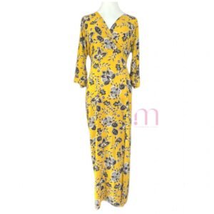 Robe longue à fleurs – Jaune - Taille L