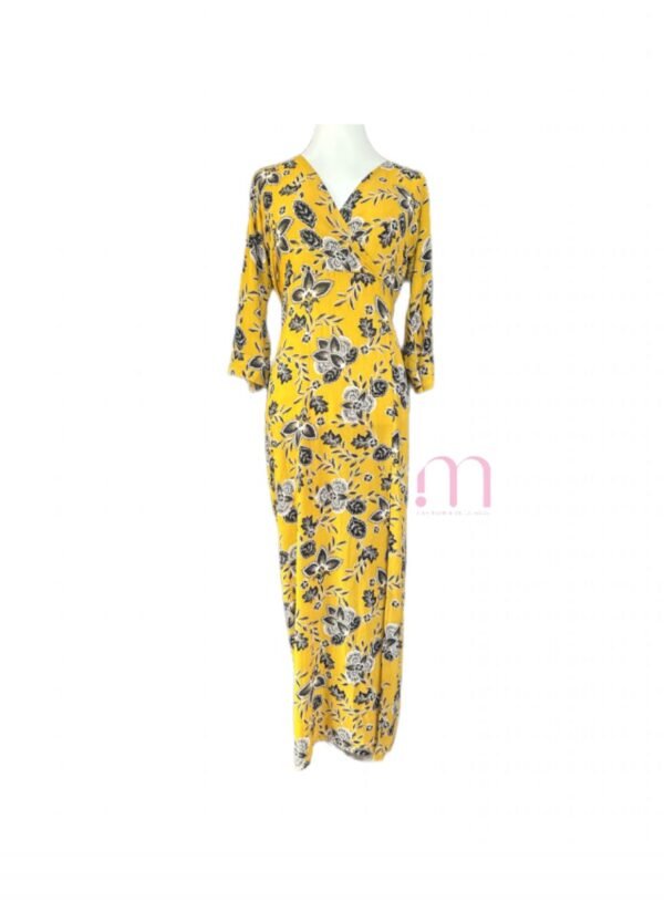 Robe longue à fleurs – Jaune - Taille L