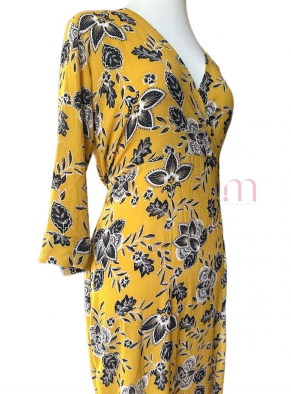 Robe longue à fleurs – Jaune - Taille L - Image 2