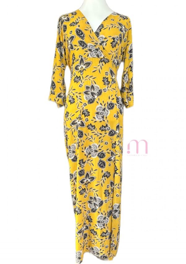 Robe longue à fleurs – Jaune - Taille L - Image 3