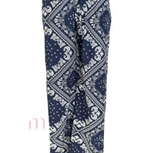 Alternative view of Pantalon fluide imprimé – Bleu et blanc - Taille S/M