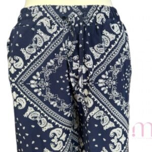 Pantalon fluide imprimé – Bleu et blanc - Taille S/M