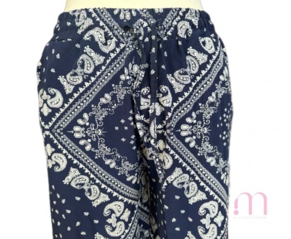 Pantalon fluide imprimé – Bleu et blanc - Taille S/M