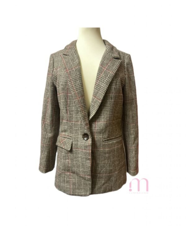 Blazer à Carreaux – Manches Longues – Taille S (36-38)