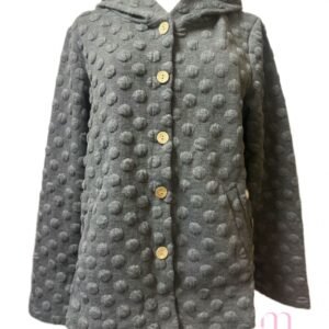 Alternative view of Gilet Gris à Capuche  – Boutons en Bois - Taille S/M