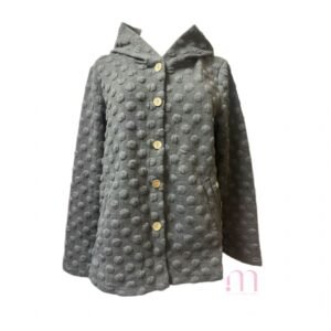 Gilet Gris à Capuche  – Boutons en Bois - Taille S/M