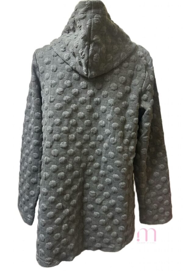 Gilet Gris à Capuche  – Boutons en Bois - Taille S/M - Image 3