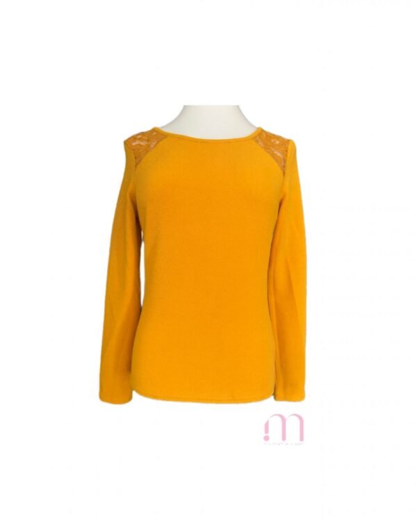 Blouse moutarde avec dentelle – Taille S