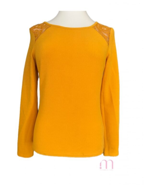 Blouse moutarde avec dentelle – Taille S - Image 3