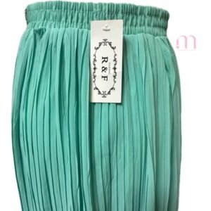 Alternative view of Jupe longue turquoise plissée – Détails perlés argentés - Taille S/M