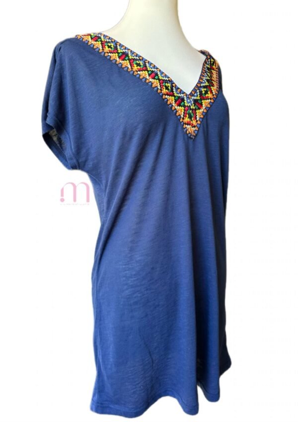 Robe/Tunique Bleu avec Broderie - Taille XS/S - Image 2