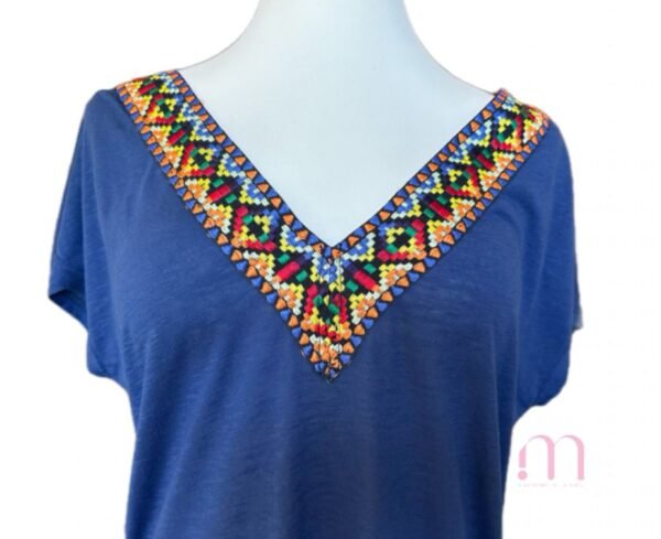 Robe/Tunique Bleu avec Broderie - Taille XS/S - Image 4