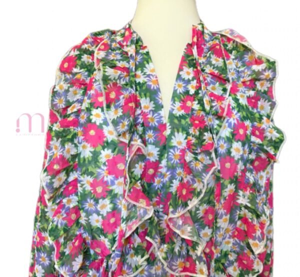 Robe longue fleurie manches longues  - Taille XL
