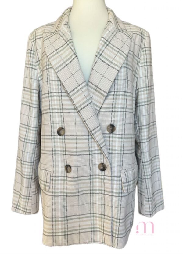 Blazer beige à motifs carrés – H&M - Taille XL - Image 4
