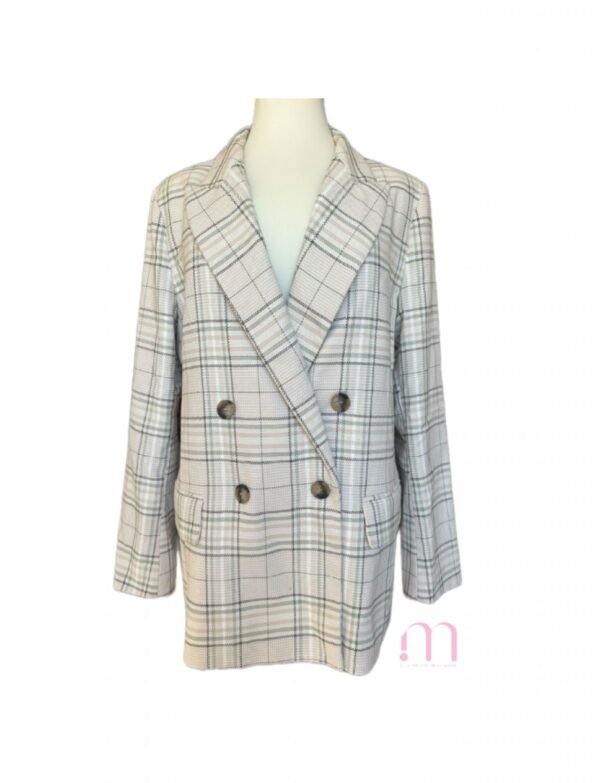 Blazer beige à motifs carrés – H&M - Taille XL