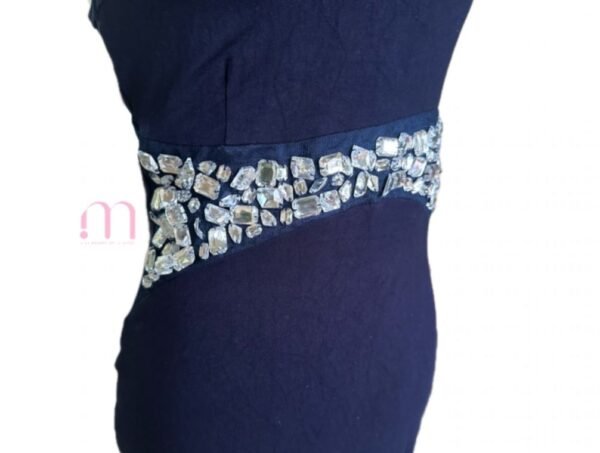 Robe Bleu Foncé - Perles Argentées - Taille S/M - Image 3