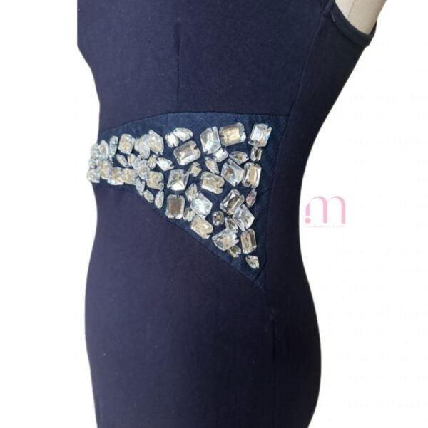 Robe Bleu Foncé - Perles Argentées - Taille S/M