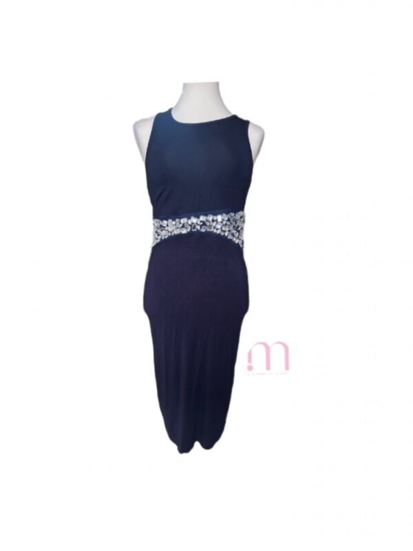 Robe Bleu Foncé - Perles Argentées - Taille S/M - Image 2