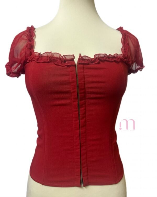 Corset Rouge Foncé Sexy - Taille XS - Image 5