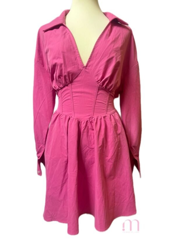 Robe Chemisier Rose - Lacets Dos- Taille L - Image 5