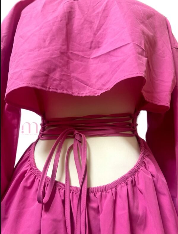 Robe Chemisier Rose - Lacets Dos- Taille L - Image 2